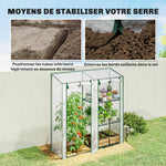 Serra da giardino con 3 ripiani, piccola serra con copertura in PVC e telaio in acciaio, 2 porte avvolgibili, trasparente