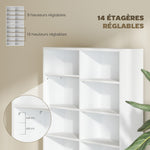 Rangements pour CD et DVD 18 compartiments capacité max. 640 CD/360 DVD 430 Blu-ray 78,5 x 24 x 175 cm blanc