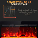 Cheminée électrique 1800 W avec effet flamme en LED 3 couleurs et 5 luminosités, montage mural/encastrable