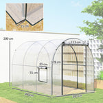 Serre de Jardin Tunnel 6 m² 3L x 2l x 2H m châssis Tubulaire renforcé Porte zippée 2 fenêtres enroulables - transparent