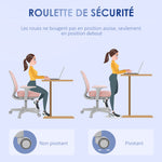 Fauteuil de bureau, chaise de bureau ergonomique en maille, hauteur réglable, 55x48x82,5-94,5cm, rose