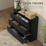 Commode 3 tiroirs, Meuble de rangement épuré pour chambre, intérieur, 80l x 39P x 73H cm