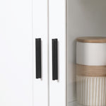 Buffet de cuisine armoire de cuisine meuble vitrine 7 étagères dont 3 étagères en verre 76 x 36 x 160 cm blanc