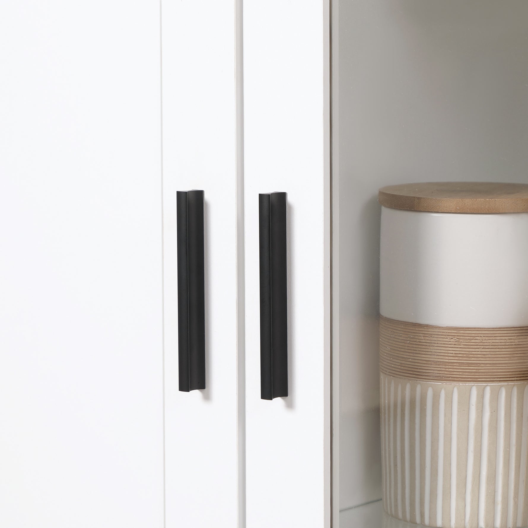 Buffet de cuisine armoire de cuisine meuble vitrine 7 étagères dont 3 étagères en verre 76 x 36 x 160 cm blanc
