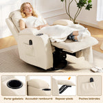 Fauteuil inclinable de massage et chauffage, fauteuil de relaxation, dossier réglable, pivotant 360°, 82x99x103cm, crème