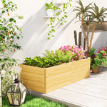 Jardinière extérieur, carré potager en bois, 3 compartiments de plantation et doublure inclus, 140x60x40cm, naturel