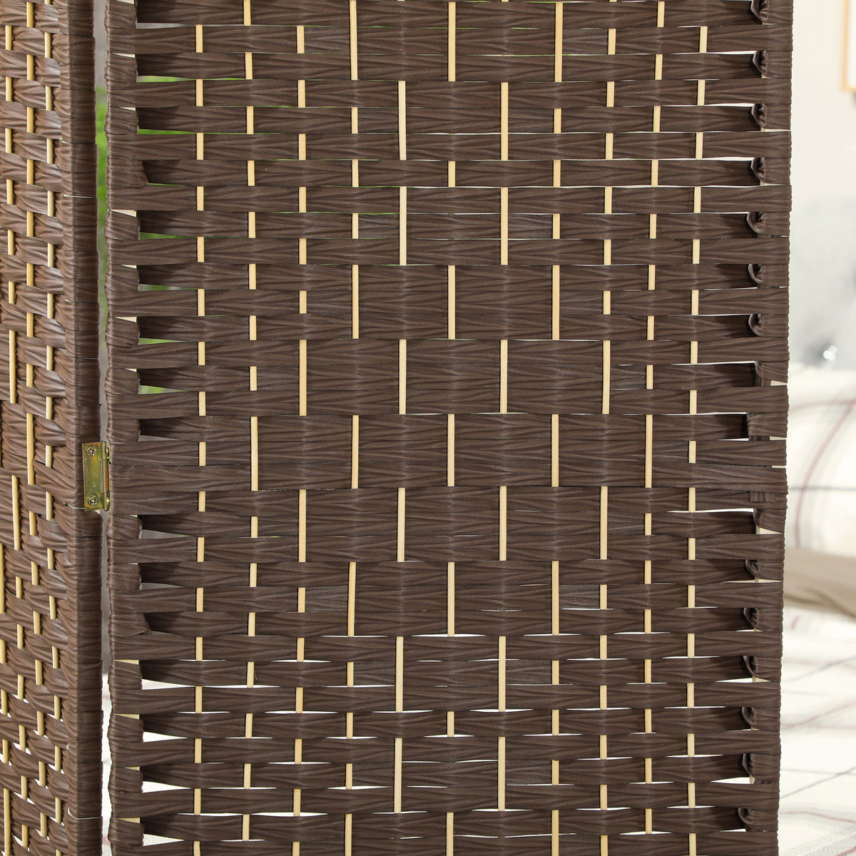 Biombo interior de madera de 4 paneles, separador de ambientes plegable para salón y dormitorio, 180 x 180 cm, marrón