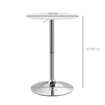 Table de Bar Table Bistro Mange-debout Hauteur réglable 67-93 cm Ø 63 cm Plateau pivotant 360° métal blanc