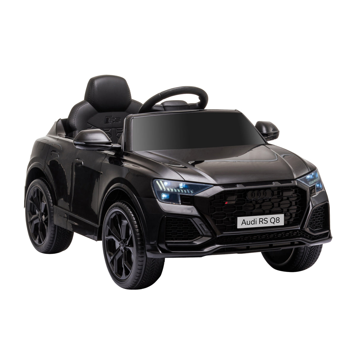 Audi RS Q8 Elektroauto für Kinder, lizenziert, Elektrofahrzeug mit Fernbedienung, USB, Bluetooth, Schwarz