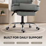 Chaise Bureau Ergonomique, Fauteuil de Bureau Inclinable en Cuir Synthétique Adapté aux Animaux, Hauteur Réglable, Gris