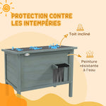 Maison pour chats niche d'extérieur en bois surélevée avec toit ouvrable isolée  85 x 50 x 68,5 cm gris foncé et noir