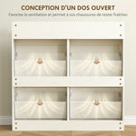 Meuble à chaussures 8 paires avec 2 tiroirs coulissants et 4 tiroirs rabattables, 98 x 19,2 x 95,3 cm, blanc