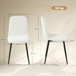 Lot de 4 chaises de salle à manger rembourrées avec dossier haut, pieds en acier et tissu effet velours, crème