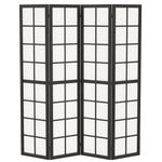 Paravent interieur pliable 4 panneaux 160 x 170 cm séparateur de pièce pour salon chambre à coucher maison, noir