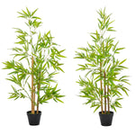Bambous artificiels 1,20H m réalistes par Bambou avec Vrais Troncs - Pot Inclus Noir Vert
