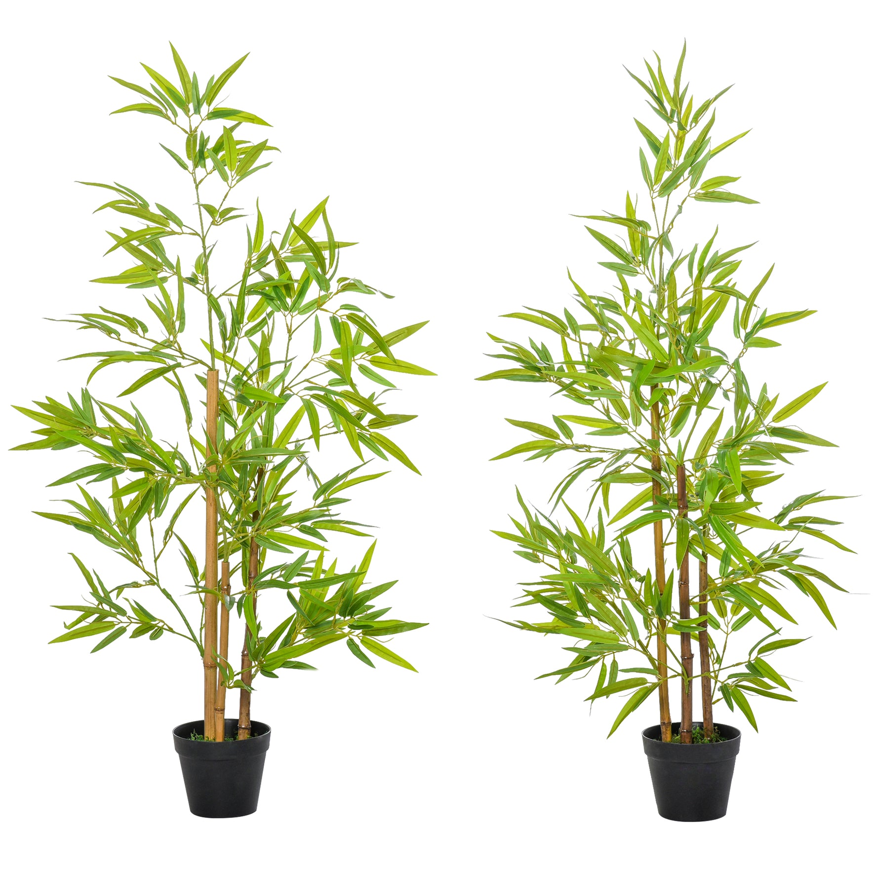 Bambous artificiels 1,20H m réalistes par Bambou avec Vrais Troncs - Pot Inclus Noir Vert