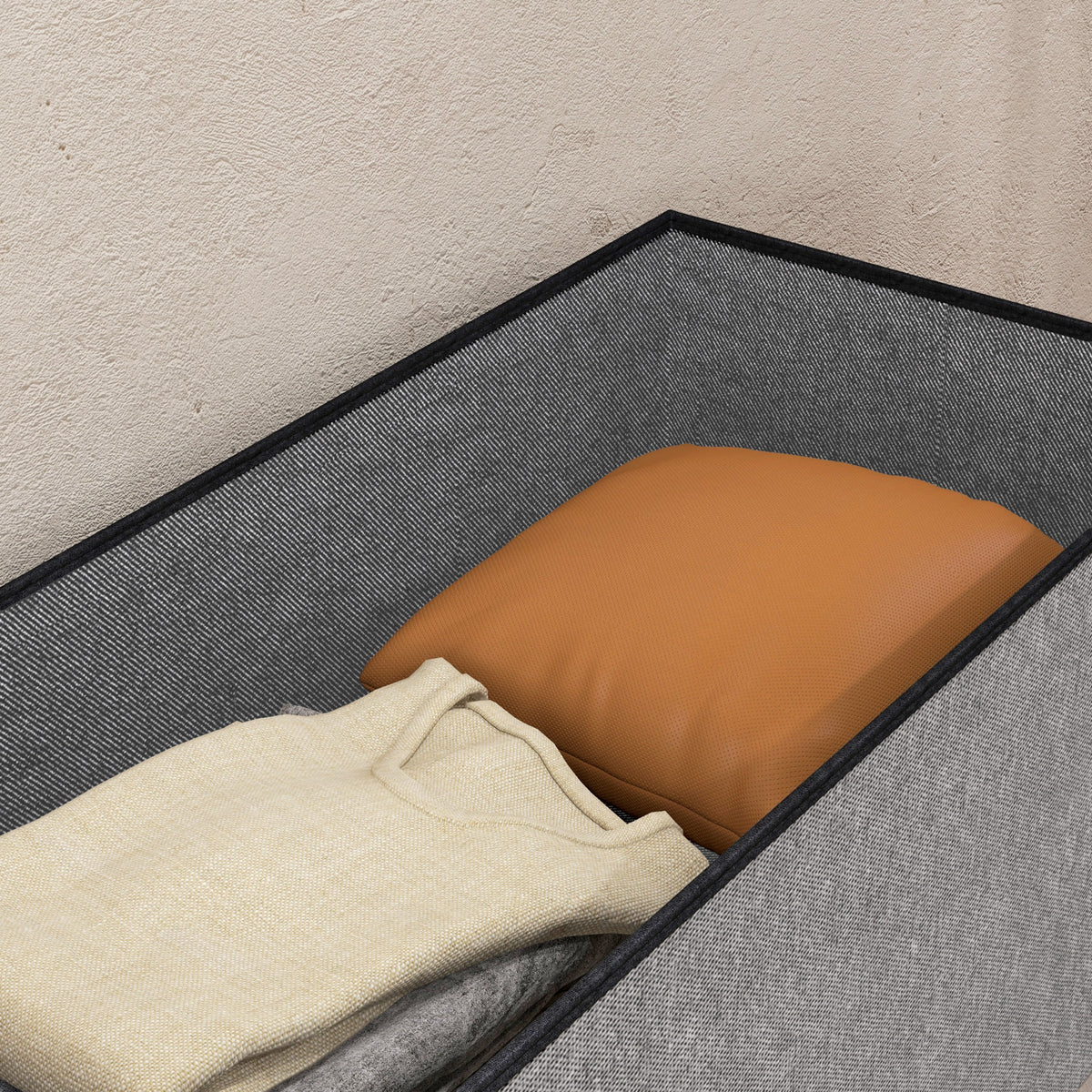 Banc de rangement pouf de rangement pliable bout de lit repose-pieds avec couvercle 76L x 38l x 38H cm gris clair