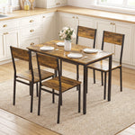 Ensemble table salle à manger avec 4 chaises, table de cuisine avec chaises 4 personnes, pieds en métal, brun rustique