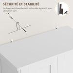 Armoire de cuisine buffet cuisine avec placards, étagères réglables, tiroir, 60 x 30 x 128 cm, blanc