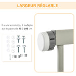 Lot de 2 barrières de sécurité pour animaux domestique avec fermeture automatique double verrouillage largeur 75-103 cm