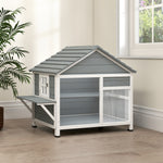Maison pour Chat Extérieur Toit Ouvrant Fenêtre Panoramique Porte à Lamelles et Plateforme de Repos 101x72,5x81cm Gris