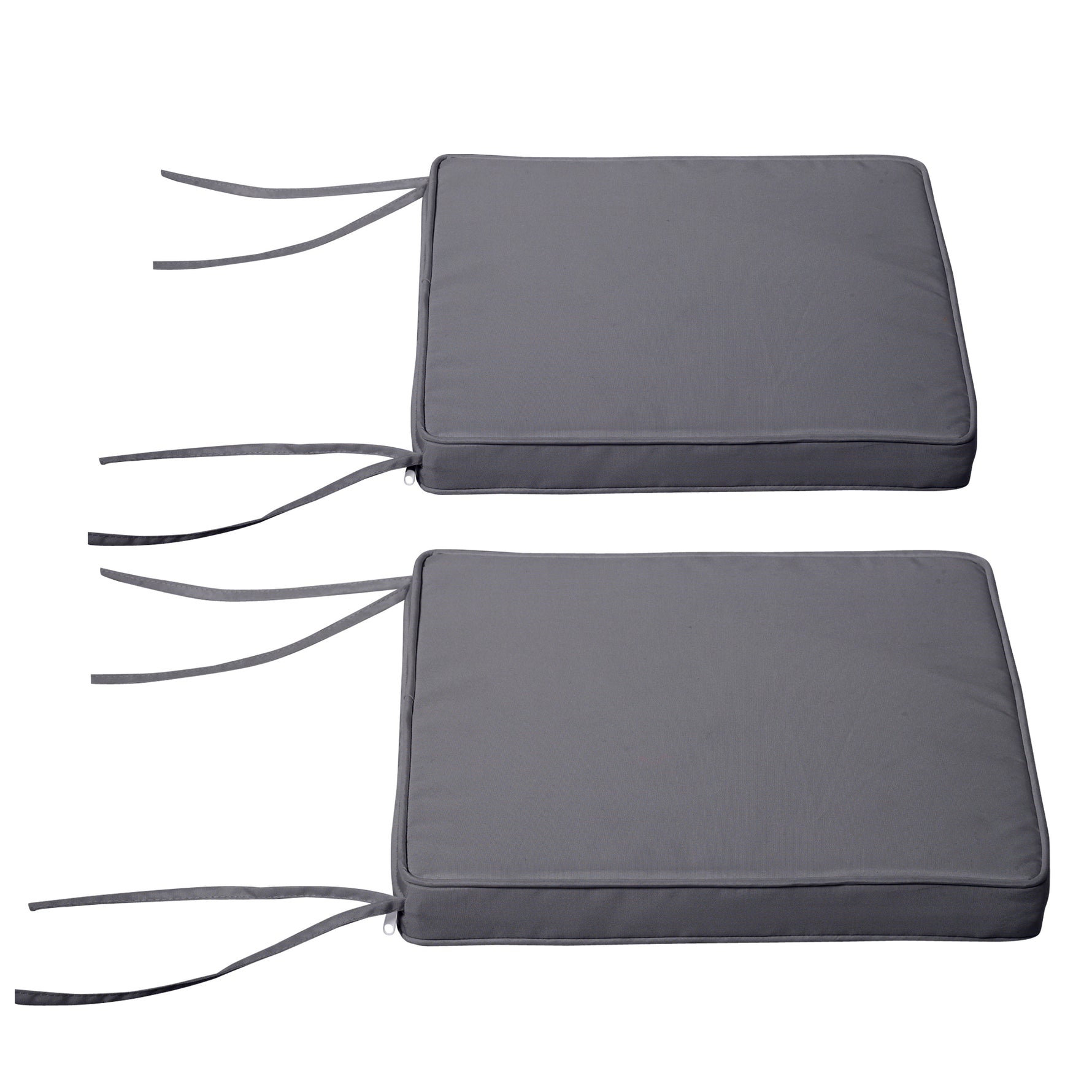 Lot de 2 Coussins de chaise de jardin Coussin chaise extérieur Coussins d'assise déhoussables Rembourrage 5 cm Tissu Polyester dim. 45L x 45l cm Gris foncé