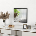 Miroir mural carré 50 x 50 cm, cadre en bois noir, idéal pour la salle de bain, salon ou chambre
