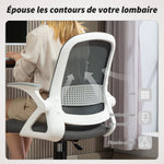 Chaise bureau ergonomique, fauteuil de bureau en maille avec accoudoirs relevables, hauteur réglable, gris