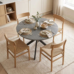 Tavolo da pranzo ovale allungabile per 4-6 persone, tavolo da cucina con allunga 100-135 cm, effetto marmo nero