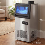 Machine à glaçons commerciale 36 kg/24h, acier inoxydable, ice maker, capacité 5,5 kg, 36 cubes par 10 minutes,