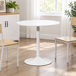 Tavolo da pranzo rotondo per 2 persone, tavolo da cucina in stile moderno con base in acciaio, Ø 80 x 75 cm, bianco