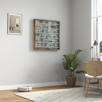 Vetrina per collezione da parete 80 x 9,5 x 83 cm, 6 ripiani regolabili in altezza, 2 ante scorrevoli in vetro