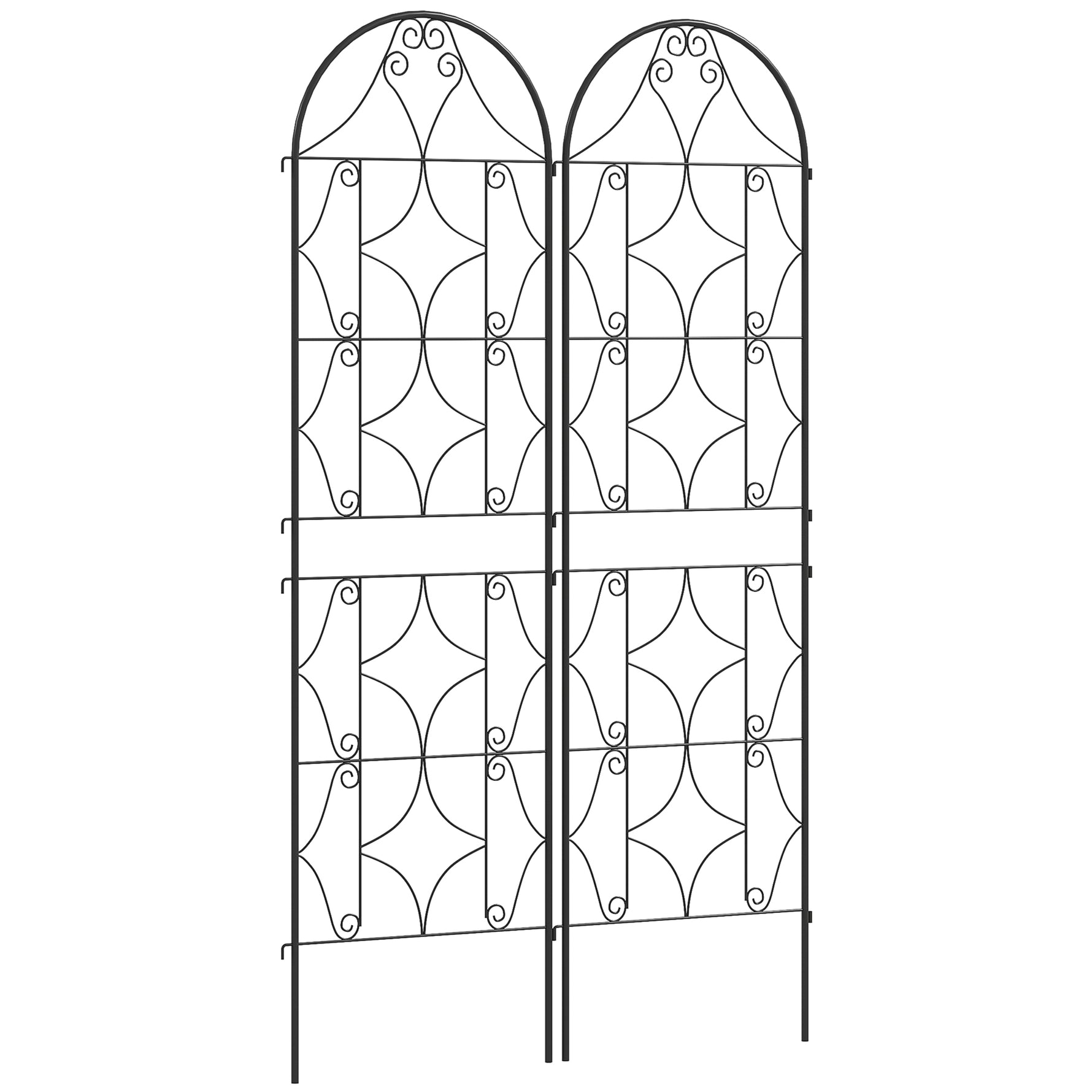 Support pour plantes grimpantes avec motif lot de 2 treillis de jardin pour vigne fleurs légumes métal 50 x 180 cm noir