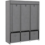 Faltbarer Stoffschrank mit 5 Regalen, 2 Kleiderstangen und 3 Stoffschubladen 125L x 43B x 162,5H cm