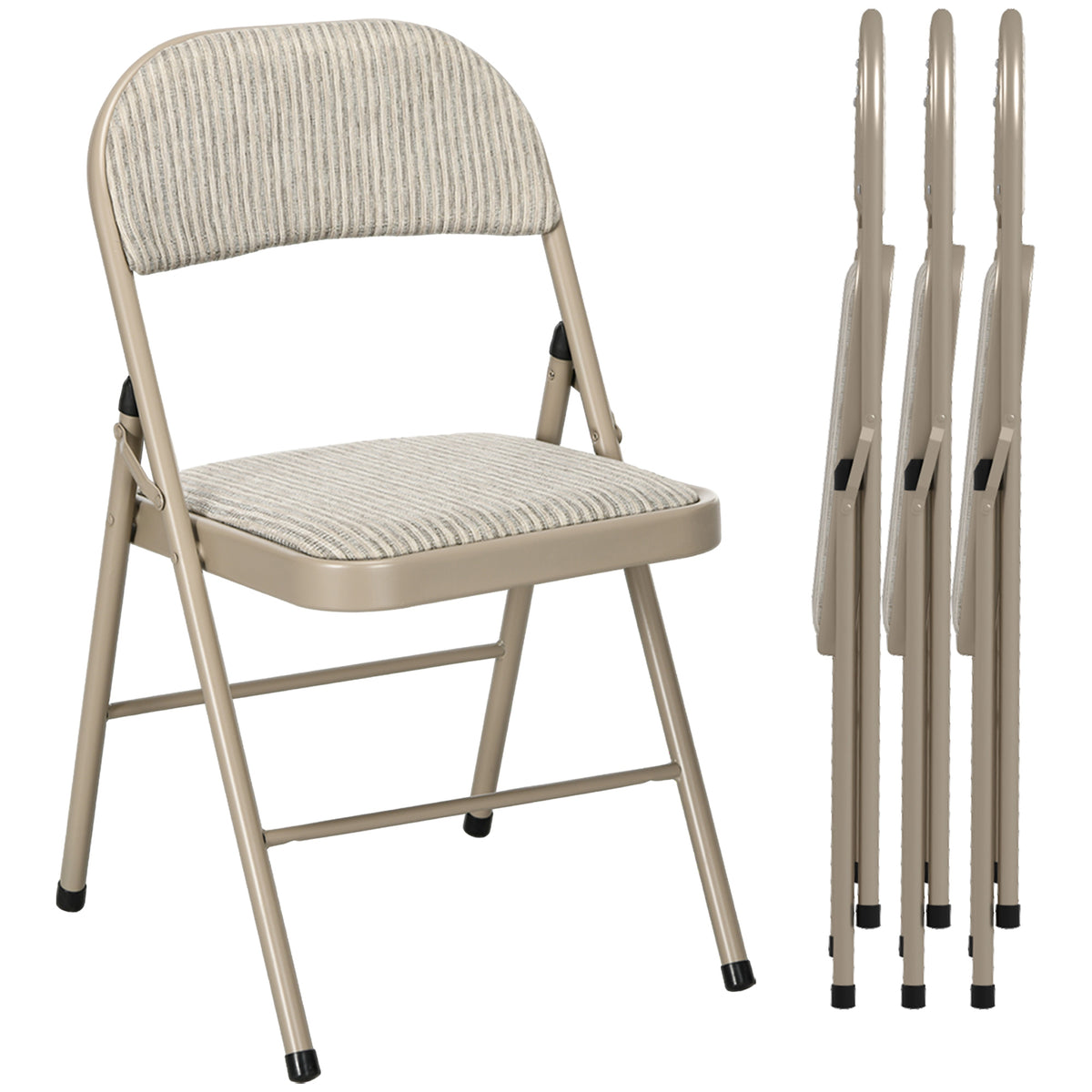Lot de 4 chaises pliantes chaises de salle à manger portables cadre en acier dim. 45l x 46P x 78H cm beige