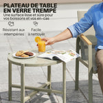 Salon de Jardin Ensemble de Terrasse avec Canapé 2 Places, 2 Fauteuils et Table Basse en Verre Trempé 4 Pièces Vert