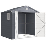 Abri de jardin en résine 4,56 m² avec kit de fondation galvanisé structure en aluminium 240 x 190 x 228 cm gris foncé