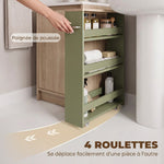 Carrello portaoggetti a 3 ripiani, carrello di stoccaggio con ruote e manico - 48 x 15 x 80 cm verde