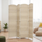 Biombo interior de madera de 4 paneles, separador de ambientes plegable para salón y dormitorio, 180 x 180 cm, roble