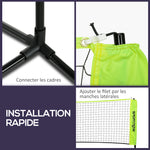 Filet de badminton, filet portable, hauteur ajustable 107-155 cm, avec sac de transport, cadre métallique, noir, jaune