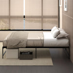 Cadre de lit double 140 x 190 cm, lit double 2 personnes en acier, hauteur 31 cm avec rangement, sommier à lattes, noir