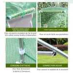 Serre de Jardin Tunnel serre d'hivernage Surface Sol 4,5 m² dim. 3L x 1,5l x 2H m châssis Tubulaire renforcé Porte zippée 2 fenêtres enroulables Vert