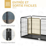 Enclos parc pour chien 4 panneaux en métal grillagé avec Porte Verrouillable, dim. 109L x 74l x 71H cm