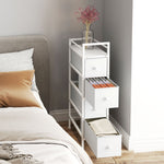 Ladekast met 4 opvouwbare stoffen lades, smalle opbergkast, moderne stijl, stalen frame, 20 x 43 x 81,5 cm, wit