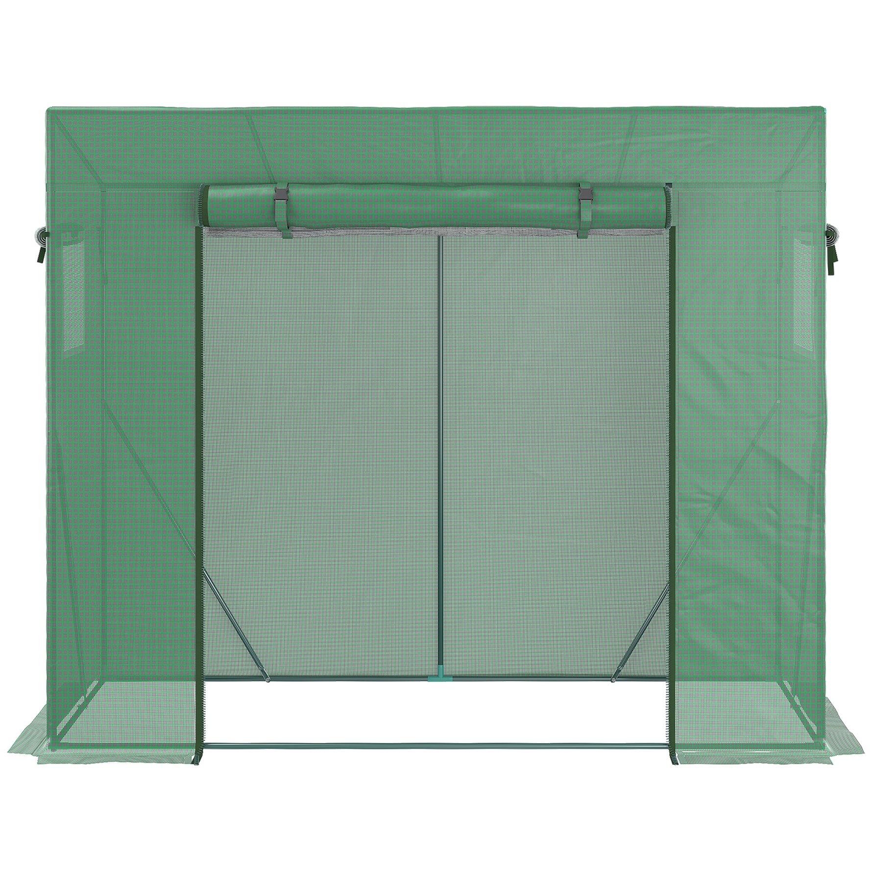 Serre de Jardin Anti-UV 2 fenêtres moustiquaires + Barres renforcement 200L x 77l x 169H cm Acier PE Vert