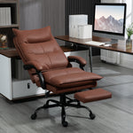 Fauteuil de bureau massant et chauffant, chaise de bureau, hauteur réglable, dossier inclinable, 66x74x121,5cm marron