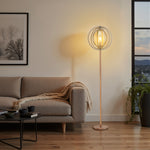 Lampadaire sur Pied Circulaire 40 W Max. Abat-Jour bois naturel clair dim. Ø 38 x 160 cm