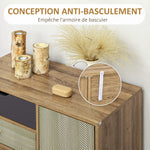 Meuble de rangement commode buffet 4 tiroirs 1 placard - pieds épingles à cheveux style bohème 79 x 39 x 86 cm marron