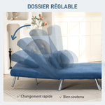 Fauteuil convertible 1 place, fauteuil-lit clic-clac 3 en 1 avec dossier réglable, oreiller, assise large, bleu