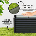 Lot de 2 lits de jardin surélevés carrés potagers cadre en acier galvanisé fond ouvert 120 x 60 x 60 cm gris foncé